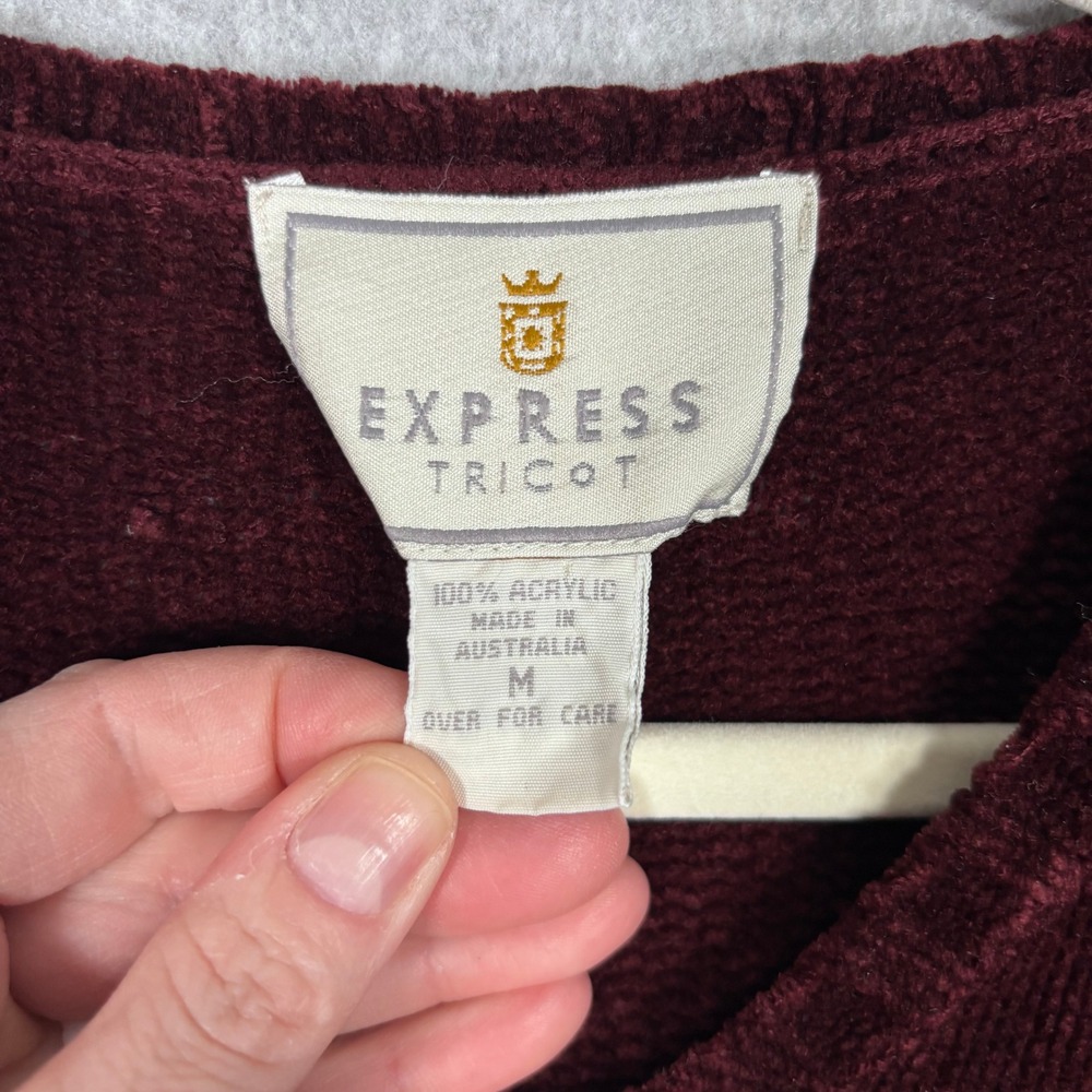 Vintage Express Tricot Burgundy Chenille Sweater Tunic‎ Medium SOFT Cozy Comfy - Picture 4 of 9